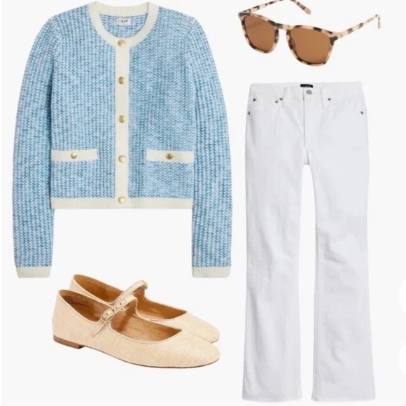 J.Crew Blue Popcorn Stich Lady Jacket Cardigan Sweater Size Small NWT - Picture 4 of 13